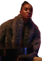 Anita Joy Uwajeh Fightland Cece Gray Fur Coat - Image 2